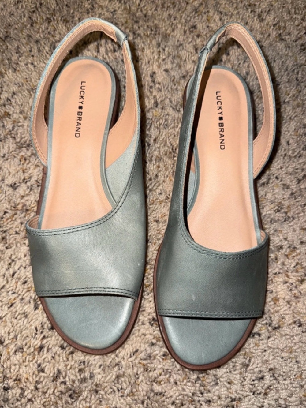 Lucky Brand Safello Asymmetric Slingback Sandal In Jade  size 7